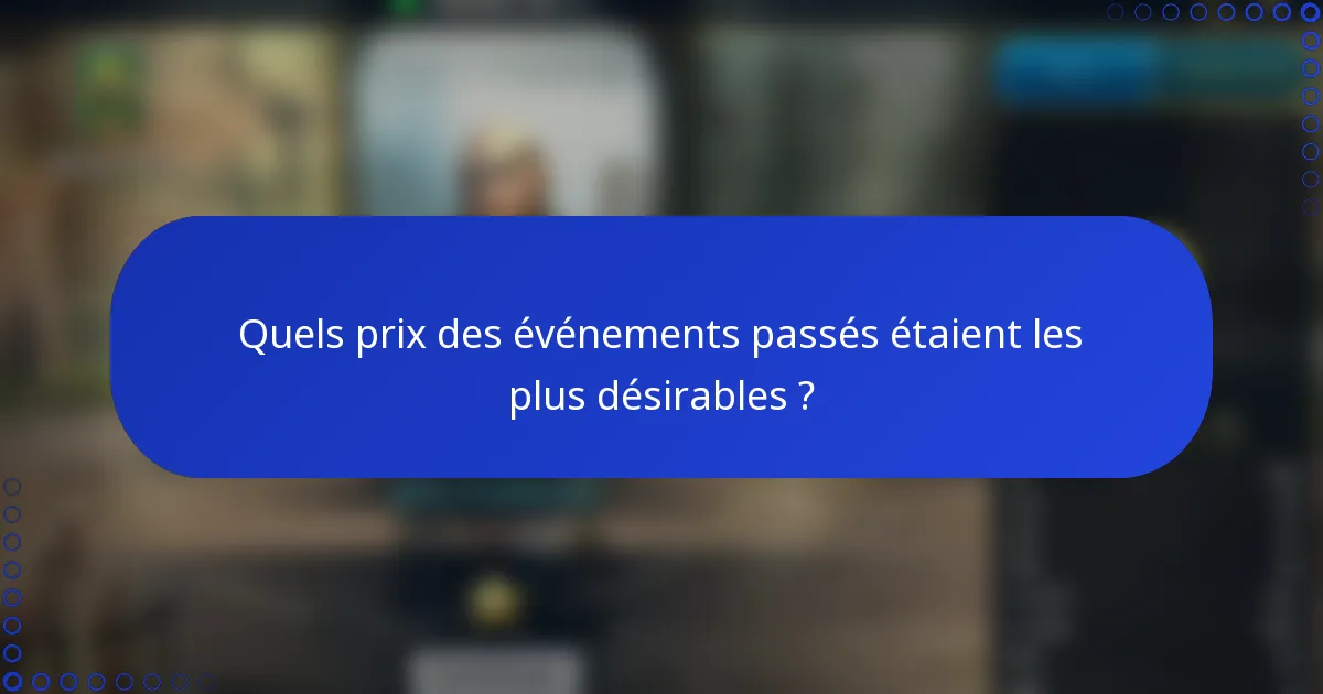 Quels prix des événements passés étaient les plus désirables ?